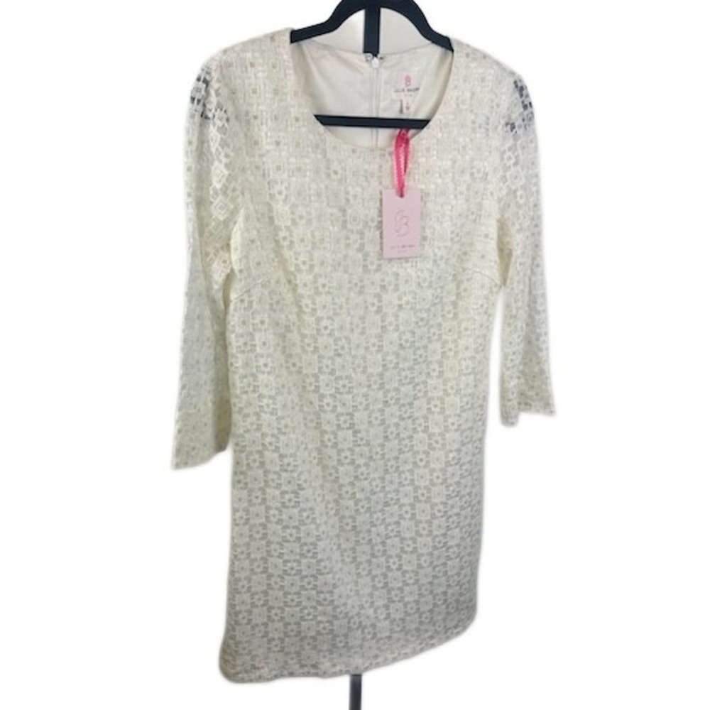 NWT Julie Brown NYC Ivory Lace Dress‎ with Metallic Detail Size 6